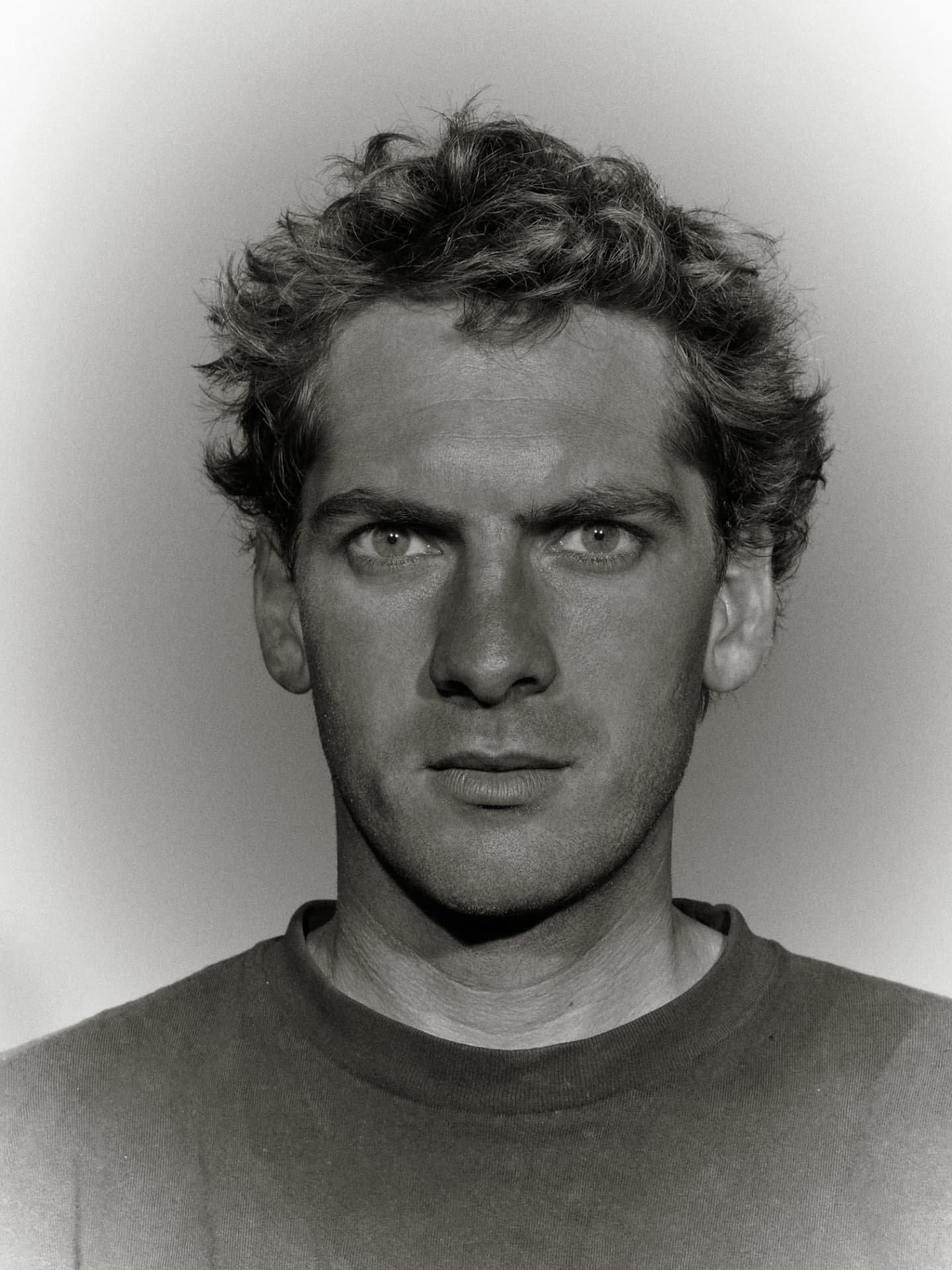 Black and white close portrait of Luke Stulinski